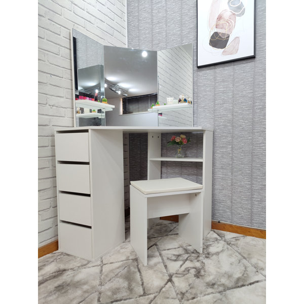 Hashtag Home Edelen Dressing Table with Mirror & Reviews Wayfair.co.uk